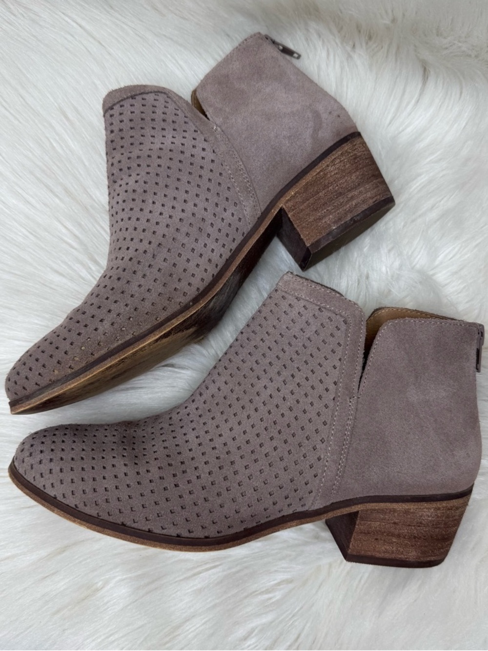 Women’s Susina Kyle Taupe Perforated Suede Ankle Bootie